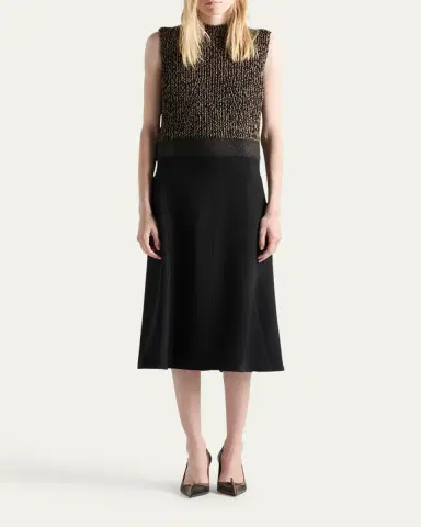 Prada Shetland Mouline Sleeveless Two-Tone Midi Dress | Thumbnail 2 Prada Shetland Mouline Sleeveless Two-Tone Midi Dress | Thumbnail 2