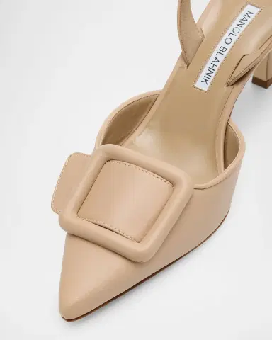 Manolo Blahnik Maysli Leather Buckle Halter Pumps | Thumbnail 2 Manolo Blahnik Maysli Leather Buckle Halter Pumps | Thumbnail 2