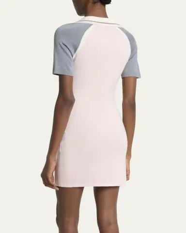 Casablanca Metallic Short-Sleeve Sporty Mini Polo Dress | Thumbnail 3 Casablanca Metallic Short-Sleeve Sporty Mini Polo Dress | Thumbnail 3