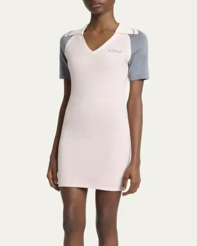 Casablanca Metallic Short-Sleeve Sporty Mini Polo Dress | Thumbnail 4 Casablanca Metallic Short-Sleeve Sporty Mini Polo Dress | Thumbnail 4