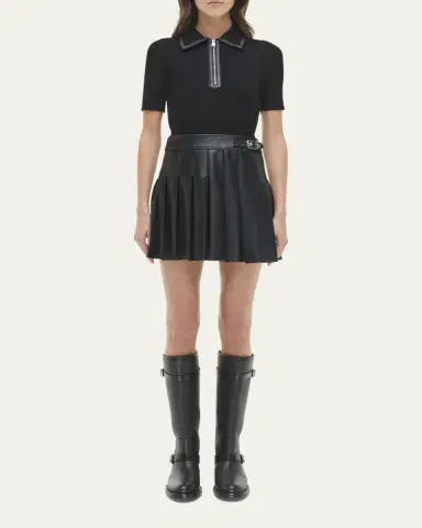 SIMKHAI Linnie Pleated Combo Mini Dress | Thumbnail 2 SIMKHAI Linnie Pleated Combo Mini Dress | Thumbnail 2