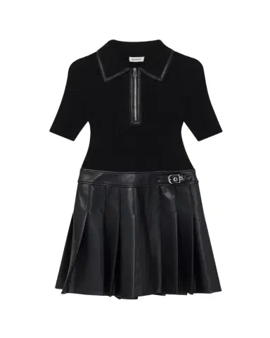 SIMKHAI Linnie Pleated Combo Mini Dress | Thumbnail 1 SIMKHAI Linnie Pleated Combo Mini Dress | Thumbnail 1