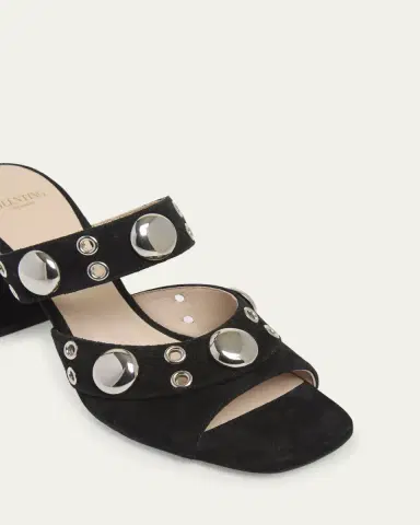 Valentino Garavani 75mm Studded Suede Mule Sandals | Thumbnail 3 Valentino Garavani 75mm Studded Suede Mule Sandals | Thumbnail 3