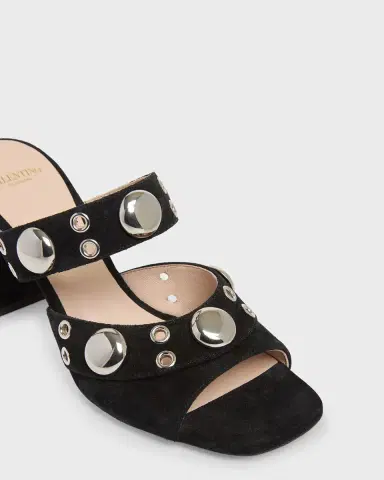 Valentino Garavani 75mm Studded Suede Mule Sandals | Thumbnail 2 Valentino Garavani 75mm Studded Suede Mule Sandals | Thumbnail 2