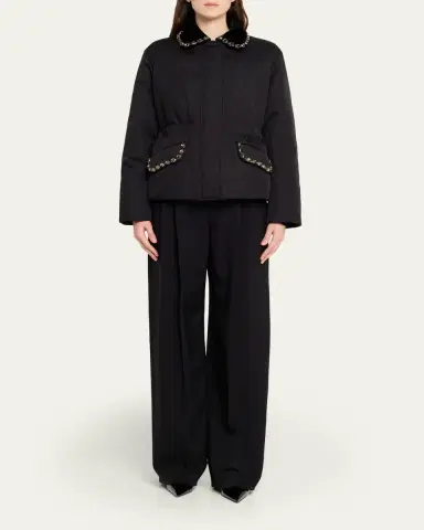 Dolce & Gabbana Crystal Velvet-Collar Nylon Barn Jacket | Thumbnail 2 Dolce & Gabbana Crystal Velvet-Collar Nylon Barn Jacket | Thumbnail 2