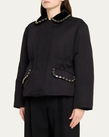 Dolce & Gabbana Crystal Velvet-Collar Nylon Barn Jacket | Thumbnail 4 Dolce & Gabbana Crystal Velvet-Collar Nylon Barn Jacket | Thumbnail 4