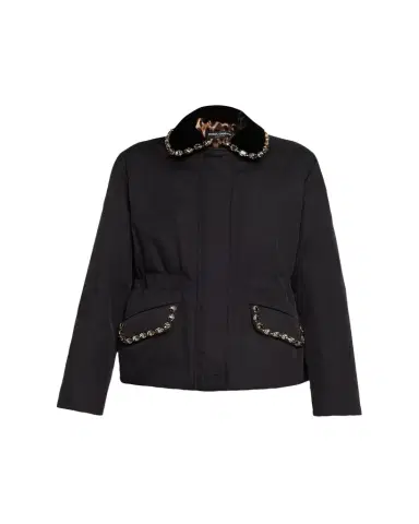 Dolce & Gabbana Crystal Velvet-Collar Nylon Barn Jacket | Thumbnail 1 Dolce & Gabbana Crystal Velvet-Collar Nylon Barn Jacket | Thumbnail 1