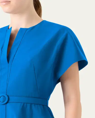 Akris punto Short-Sleeve Belted Techno Midi Dress | Thumbnail 5 Akris punto Short-Sleeve Belted Techno Midi Dress | Thumbnail 5