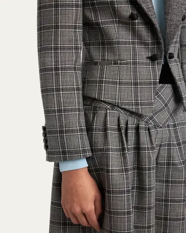 Valentino Garavani Velvet-Trim Check Double-Breasted Jacket | Thumbnail 5 Valentino Garavani Velvet-Trim Check Double-Breasted Jacket | Thumbnail 5