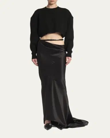 Tom Ford Wool-Cashmere Blouson-Sleeve Crop Sweater | Thumbnail 2 Tom Ford Wool-Cashmere Blouson-Sleeve Crop Sweater | Thumbnail 2