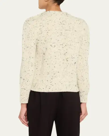 Bottega Veneta Button-Shoulder Speckled Rib Crewneck Sweater | Thumbnail 3 Bottega Veneta Button-Shoulder Speckled Rib Crewneck Sweater | Thumbnail 3