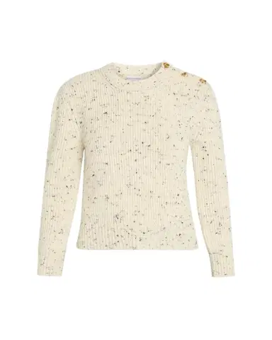 Bottega Veneta Button-Shoulder Speckled Rib Crewneck Sweater | Thumbnail 1 Bottega Veneta Button-Shoulder Speckled Rib Crewneck Sweater | Thumbnail 1