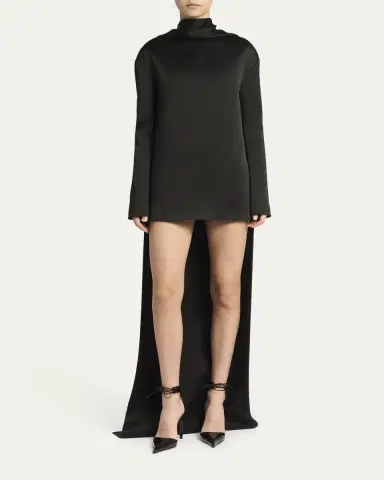 Tom Ford Mock-Neck Scarf Crepe High-Low Dress | Thumbnail 2 Tom Ford Mock-Neck Scarf Crepe High-Low Dress | Thumbnail 2
