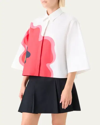 Akris punto Flower-Print Boxy Button-Down Shirt | Thumbnail 4 Akris punto Flower-Print Boxy Button-Down Shirt | Thumbnail 4