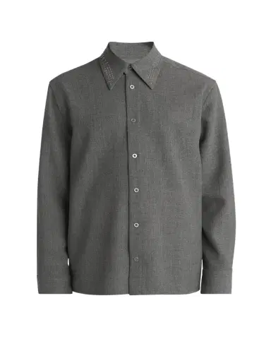 Jil Sander Men's Studded-Collar Wool Button-Down Shirt | Thumbnail 1 Jil Sander Men's Studded-Collar Wool Button-Down Shirt | Thumbnail 1