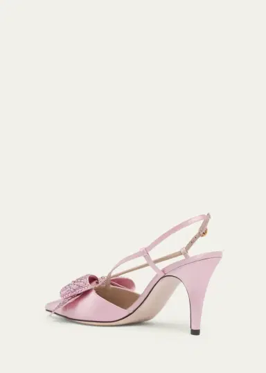 Valentino Garavani 85mm Bowow Embellished Satin Slingback Pumps | Thumbnail 5 Valentino Garavani 85mm Bowow Embellished Satin Slingback Pumps | Thumbnail 5