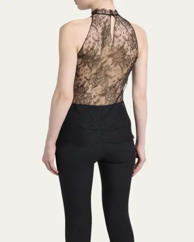 Alexander McQueen Scalloped Sheer Floral Lace Halter Top | Thumbnail 3 Alexander McQueen Scalloped Sheer Floral Lace Halter Top | Thumbnail 3