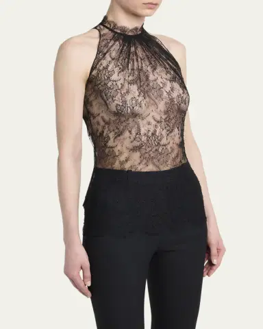 Alexander McQueen Scalloped Sheer Floral Lace Halter Top | Thumbnail 4 Alexander McQueen Scalloped Sheer Floral Lace Halter Top | Thumbnail 4