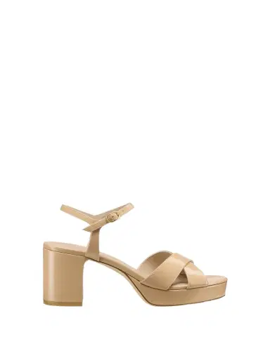 Stuart Weitzman Dayna Patent Crisscross Platform Sandals | Thumbnail 1 Stuart Weitzman Dayna Patent Crisscross Platform Sandals | Thumbnail 1