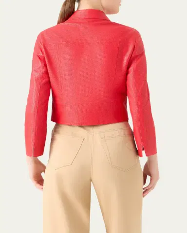 Akris punto Perforated Leather Crop Moto Jacket | Thumbnail 3 Akris punto Perforated Leather Crop Moto Jacket | Thumbnail 3