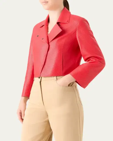 Akris punto Perforated Leather Crop Moto Jacket | Thumbnail 4 Akris punto Perforated Leather Crop Moto Jacket | Thumbnail 4