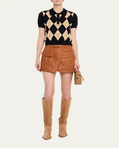 FRAME The Argyle Short-Sleeve Polo Sweater | Thumbnail 2 FRAME The Argyle Short-Sleeve Polo Sweater | Thumbnail 2