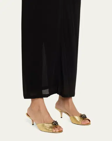 Valentino Garavani 55mm Panthea Embellished Metallic Leather Mules | Thumbnail 2 Valentino Garavani 55mm Panthea Embellished Metallic Leather Mules | Thumbnail 2