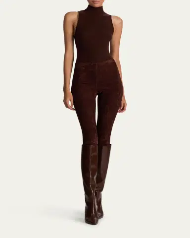 Alice + Olivia Lennox Mid-Rise Suede Leggings | Thumbnail 2 Alice + Olivia Lennox Mid-Rise Suede Leggings | Thumbnail 2