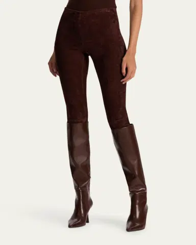 Alice + Olivia Lennox Mid-Rise Suede Leggings | Thumbnail 4 Alice + Olivia Lennox Mid-Rise Suede Leggings | Thumbnail 4