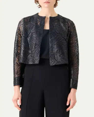 Akris Haron Embroidered Short Jacket | Thumbnail 4 Akris Haron Embroidered Short Jacket | Thumbnail 4