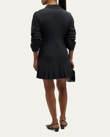 Cinq à Sept Lucilla Topstitched Pleated-Hem Mini Shirtdress | Thumbnail 4 Cinq à Sept Lucilla Topstitched Pleated-Hem Mini Shirtdress | Thumbnail 4