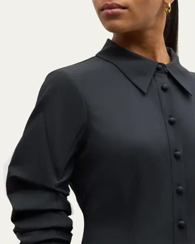 Cinq à Sept Lucilla Topstitched Pleated-Hem Mini Shirtdress | Thumbnail 5 Cinq à Sept Lucilla Topstitched Pleated-Hem Mini Shirtdress | Thumbnail 5