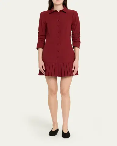 Cinq à Sept Lucilla Topstitched Pleated-Hem Mini Shirtdress | Thumbnail 6 Cinq à Sept Lucilla Topstitched Pleated-Hem Mini Shirtdress | Thumbnail 6