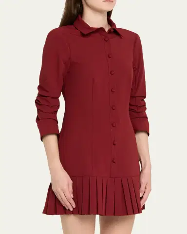 Cinq à Sept Lucilla Topstitched Pleated-Hem Mini Shirtdress | Thumbnail 8 Cinq à Sept Lucilla Topstitched Pleated-Hem Mini Shirtdress | Thumbnail 8