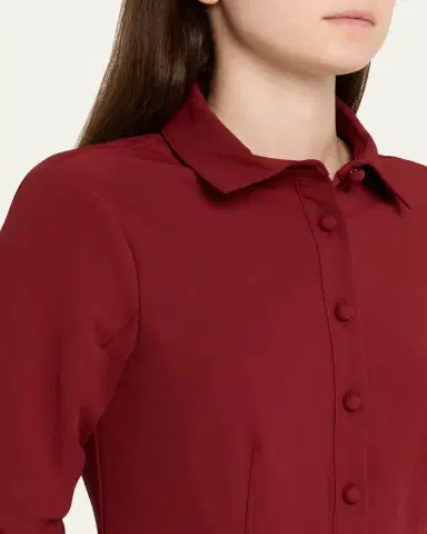 Cinq à Sept Lucilla Topstitched Pleated-Hem Mini Shirtdress | Thumbnail 9 Cinq à Sept Lucilla Topstitched Pleated-Hem Mini Shirtdress | Thumbnail 9