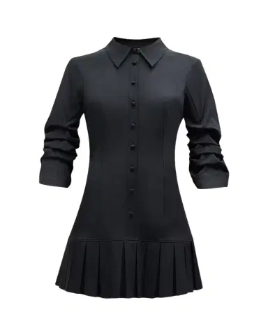 Cinq à Sept Lucilla Topstitched Pleated-Hem Mini Shirtdress | Thumbnail 1 Cinq à Sept Lucilla Topstitched Pleated-Hem Mini Shirtdress | Thumbnail 1