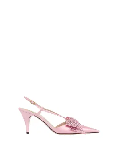 Valentino Garavani 85mm Bowow Embellished Satin Slingback Pumps | Thumbnail 1 Valentino Garavani 85mm Bowow Embellished Satin Slingback Pumps | Thumbnail 1