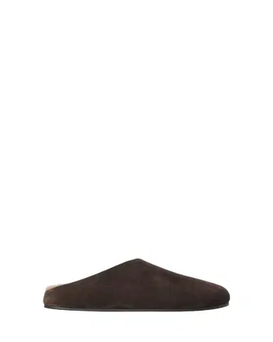 The Row Hudson Shearling-Lined Suede Slide Mules | Thumbnail 1 The Row Hudson Shearling-Lined Suede Slide Mules | Thumbnail 1