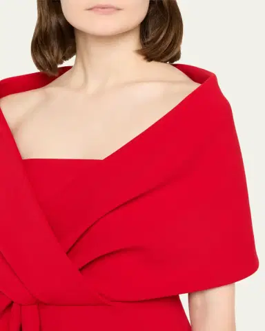 BADGLEY MISCHKA Square-Neck Pleated Wrap Midi Dress | Thumbnail 5 BADGLEY MISCHKA Square-Neck Pleated Wrap Midi Dress | Thumbnail 5