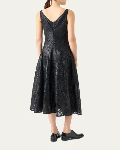 Akris Lacquered Sea Faille Sleeveless Midi Dress | Thumbnail 3 Akris Lacquered Sea Faille Sleeveless Midi Dress | Thumbnail 3