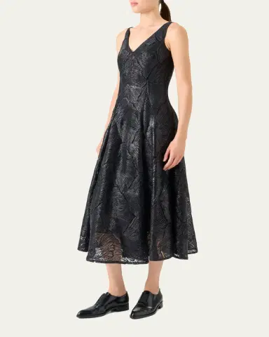 Akris Lacquered Sea Faille Sleeveless Midi Dress | Thumbnail 4 Akris Lacquered Sea Faille Sleeveless Midi Dress | Thumbnail 4