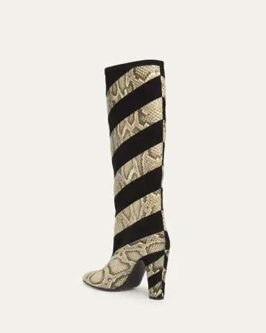 Valentino Garavani 100mm Rayons Snake-Printed Leather and Suede Knee-High Boots | Thumbnail 2 Valentino Garavani 100mm Rayons Snake-Printed Leather and Suede Knee-High Boots | Thumbnail 2