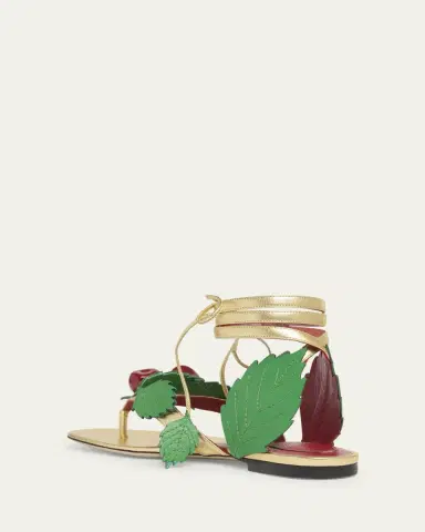Valentino Garavani VLogo Cherry Leather Ankle-Tie Thong Sandals | Thumbnail 2 Valentino Garavani VLogo Cherry Leather Ankle-Tie Thong Sandals | Thumbnail 2