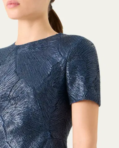 Akris Lacquered Sea Fan Lace Short-Sleeve Gown | Thumbnail 5 Akris Lacquered Sea Fan Lace Short-Sleeve Gown | Thumbnail 5