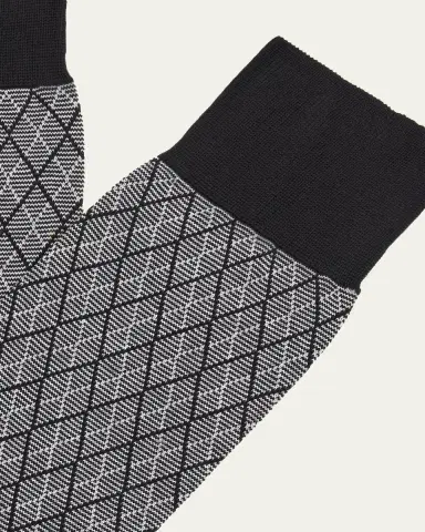 Pantherella Men's Kingsley Diamond Check Jacquard Calf-Length Socks | Thumbnail 2 Pantherella Men's Kingsley Diamond Check Jacquard Calf-Length Socks | Thumbnail 2