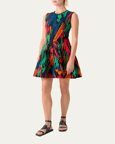 Akris punto Scribble Jacquard Knit Sleeveless Mini Dress | Thumbnail 4 Akris punto Scribble Jacquard Knit Sleeveless Mini Dress | Thumbnail 4
