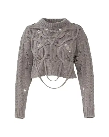Aisling Camps Briar Deconstructed Cable Knit Crop Sweater | Thumbnail 1 Aisling Camps Briar Deconstructed Cable Knit Crop Sweater | Thumbnail 1