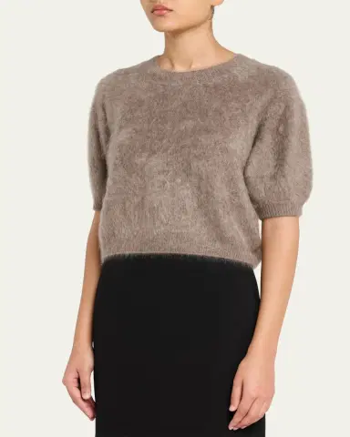 Lisa Yang Juniper Brushed Cashmere Short-Sleeve Sweater | Thumbnail 4 Lisa Yang Juniper Brushed Cashmere Short-Sleeve Sweater | Thumbnail 4