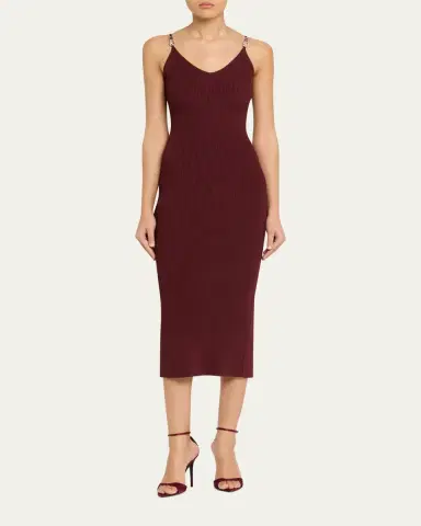 Versace Safety-Pin Straps Rib Knit Midi Dress | Thumbnail 2 Versace Safety-Pin Straps Rib Knit Midi Dress | Thumbnail 2