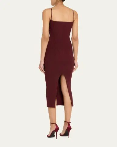 Versace Safety-Pin Straps Rib Knit Midi Dress | Thumbnail 3 Versace Safety-Pin Straps Rib Knit Midi Dress | Thumbnail 3